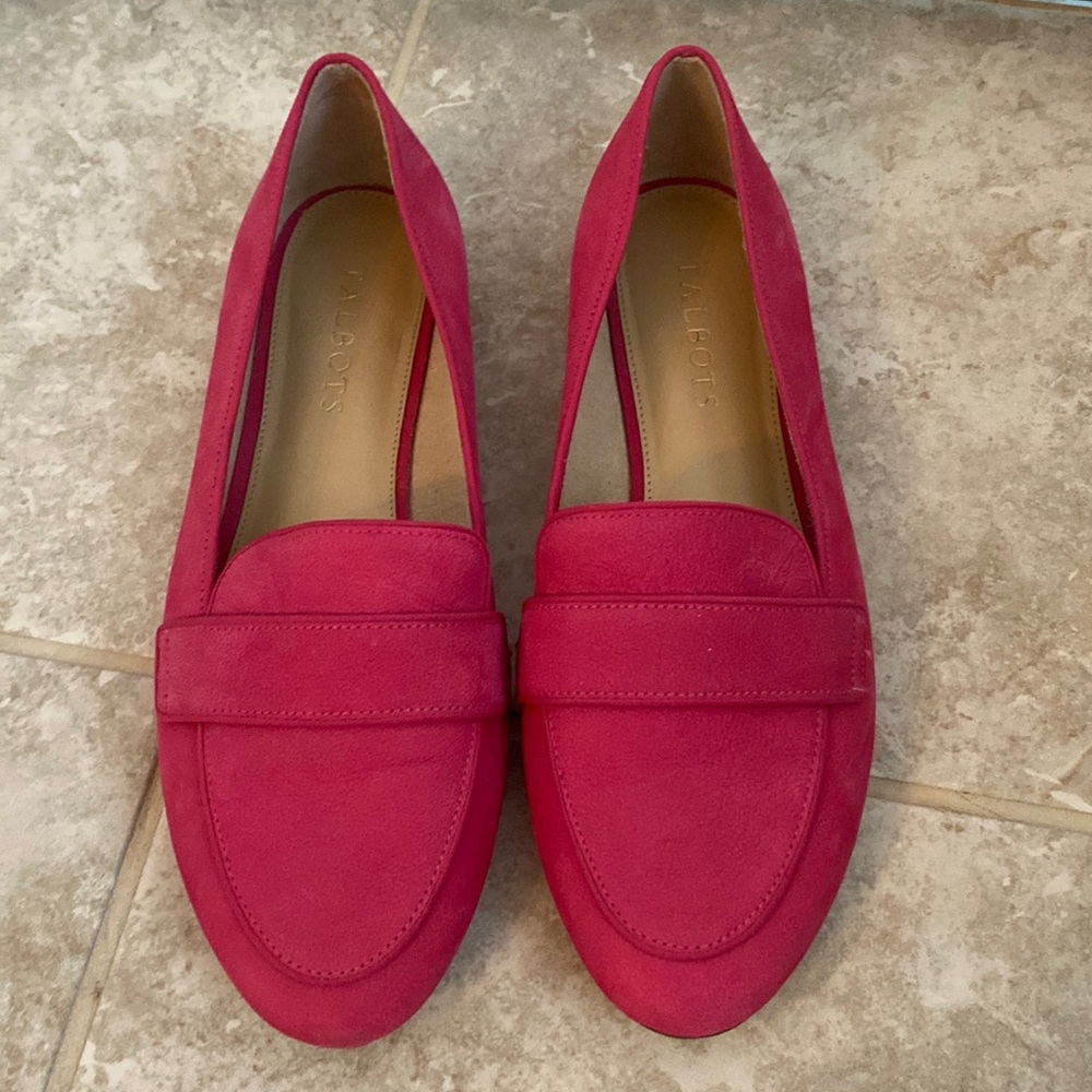Pink suede flats